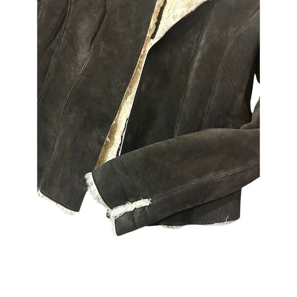 Express vintage suede leather Sherpa lined jacket M - Picture 8 of 12